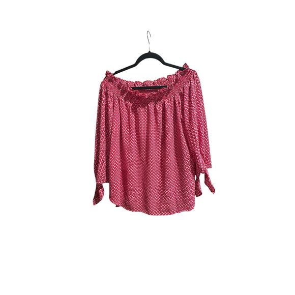 NWT | Michael Kors | Floral off the Shoulder Crimson Blouse | XL - Picture 1 of 4